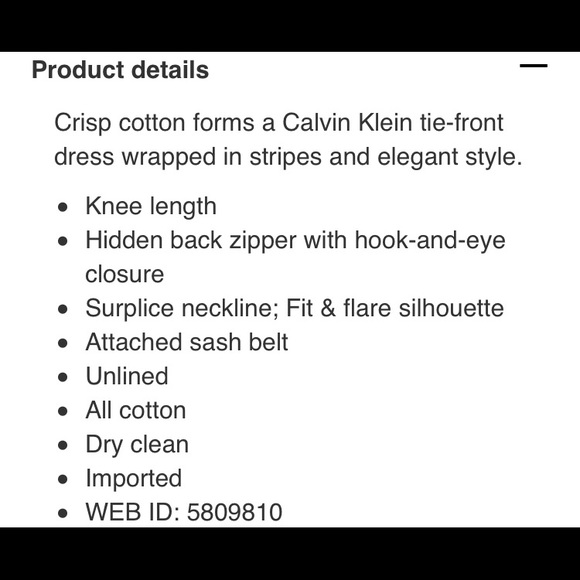 Calvin Klein Cotton Striped Wrap Dress Petite NWT - Picture 4 of 4